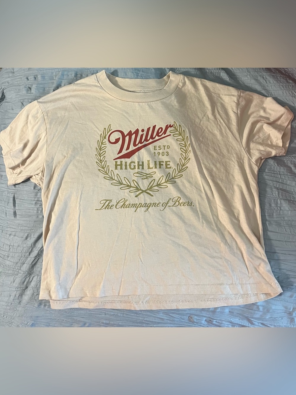 Miller High Life Women's Crop Tee in Cream